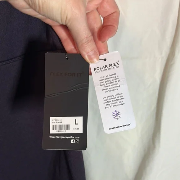 Purple High-Waisted Leggings 90 degrees by reflex nwt polar fleece lined - Picture 5 of 10
